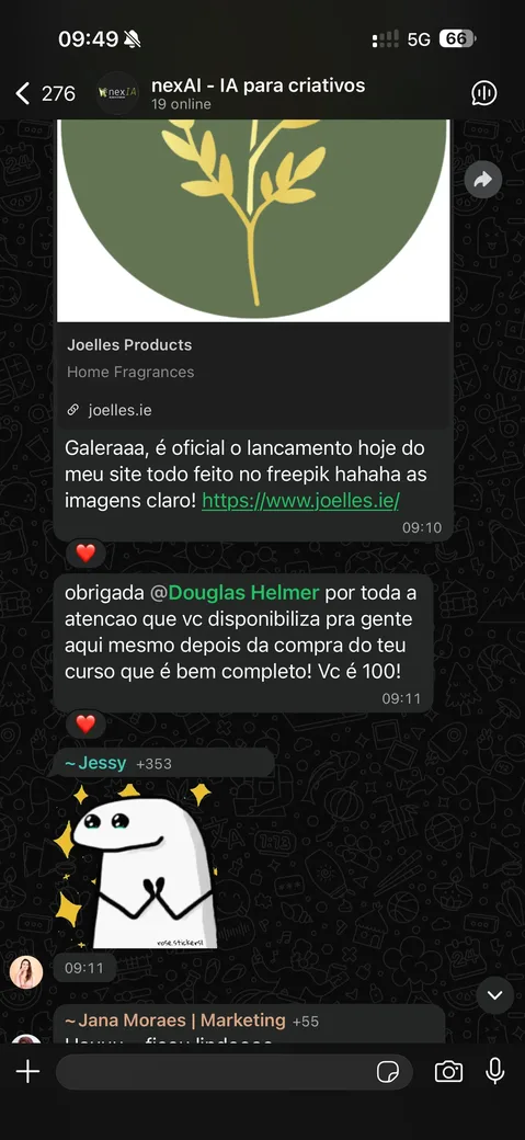 Depoimento de aluno no WhatsApp